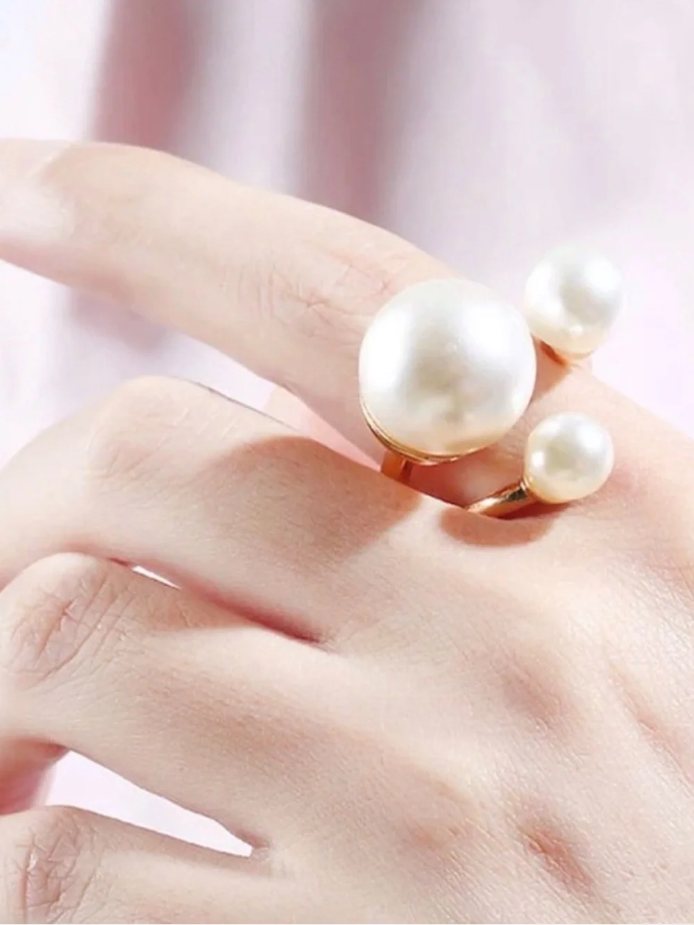 ✨3for$38  New Faux Pearl Trio Adjustable Statement Ring Pearl Illusion Cuff Ring